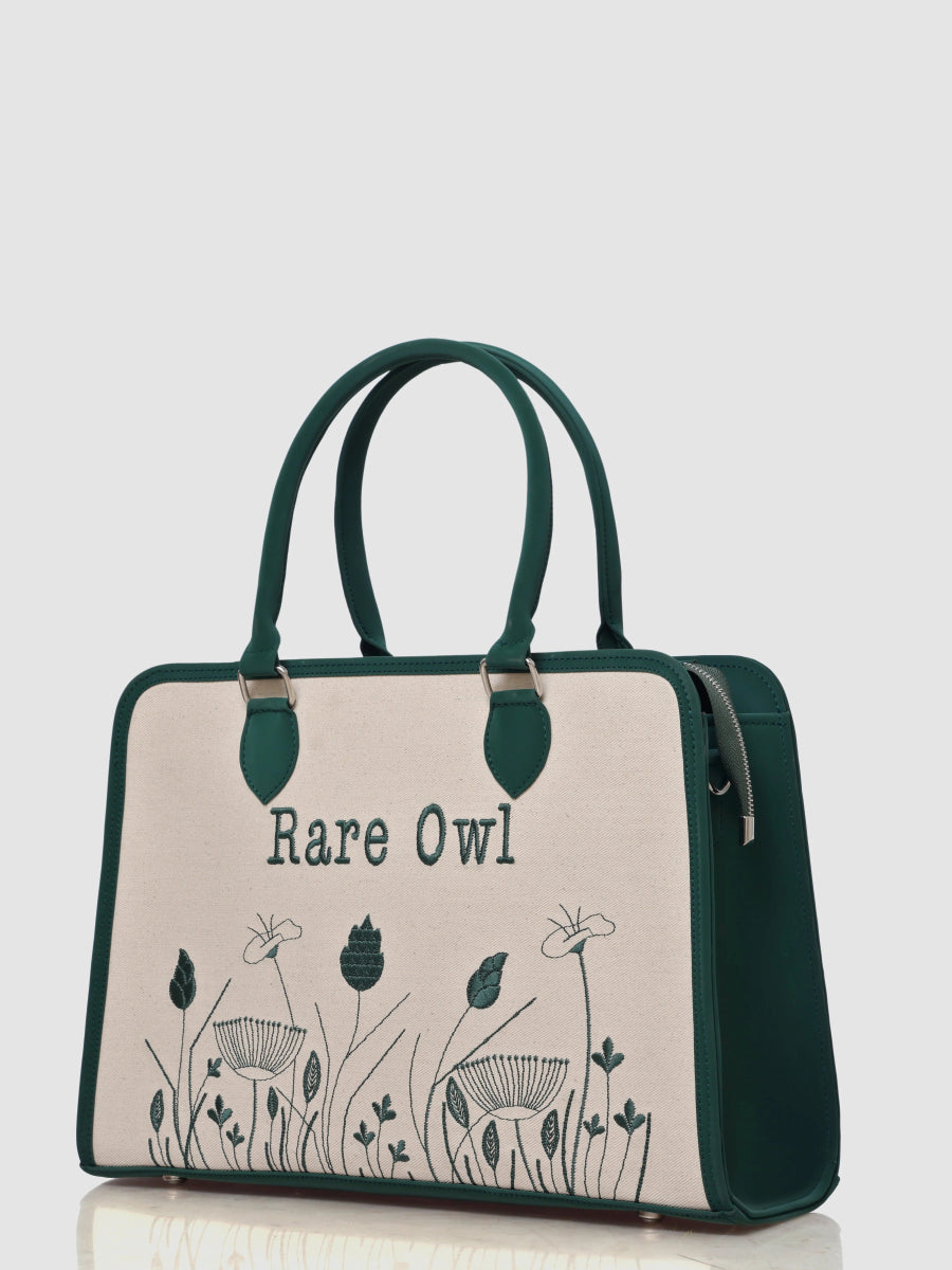 Meadow Bloom Customized Embroidery Tote Bag - Rare Owl
