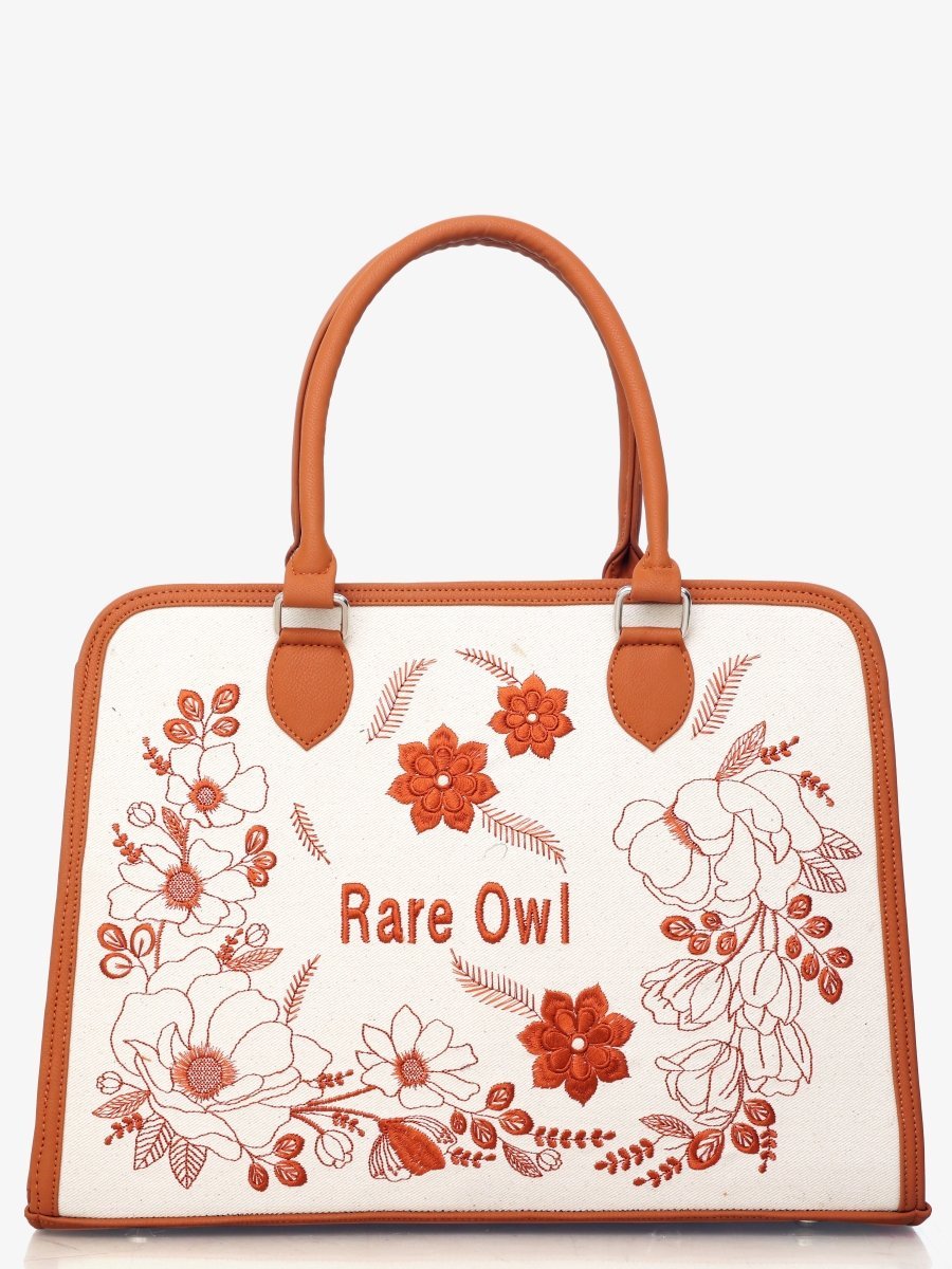 Earthy Elegance Customized Embroidery Tote Bag - Rare Owl