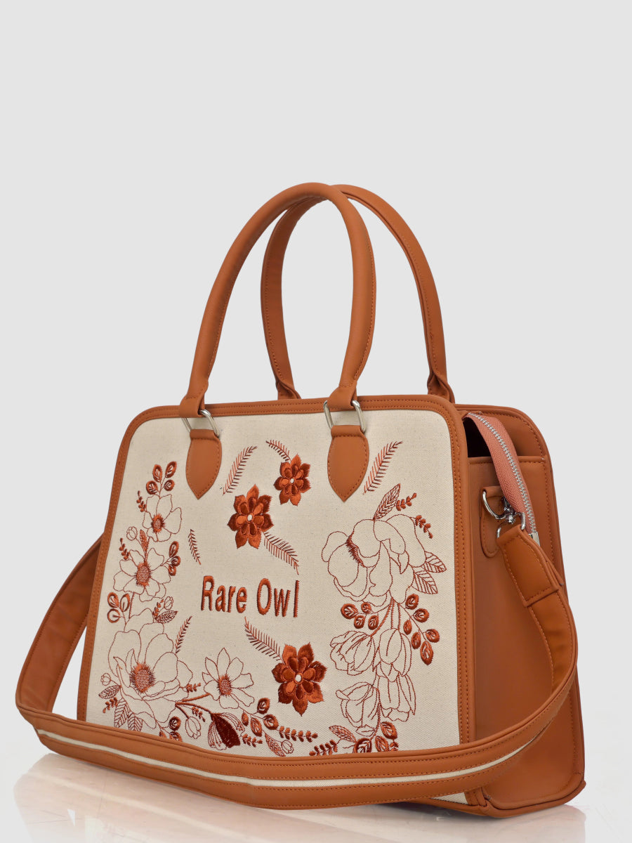 Earthy Elegance Customized Embroidery Tote Bag - Rare Owl