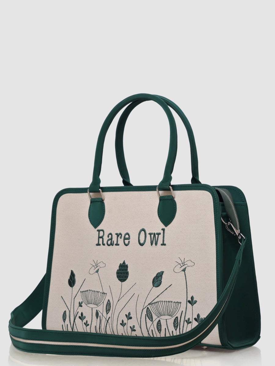 Meadow Bloom Customized Embroidery Tote Bag - Rare Owl