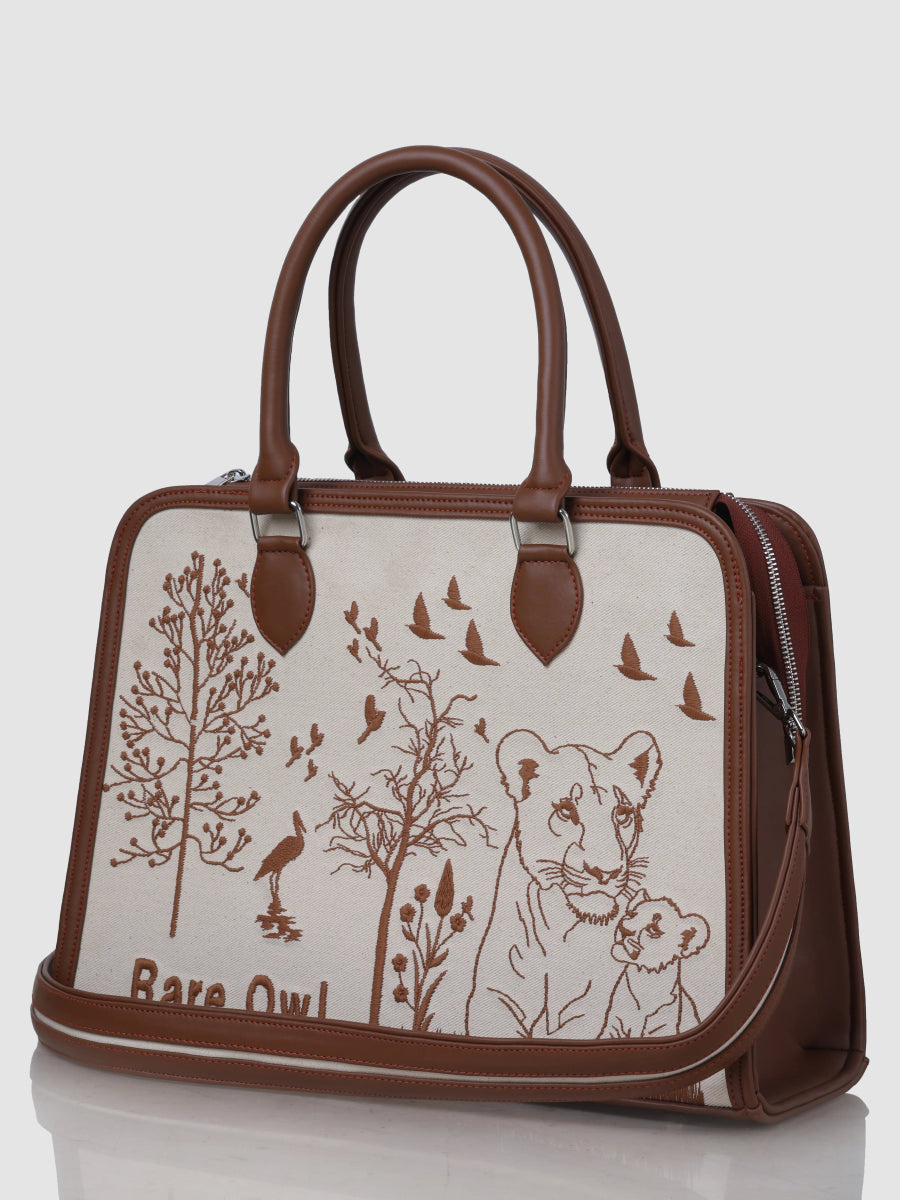 Savanna Majesty Customized Embroidery Tote Bag - Rare Owl