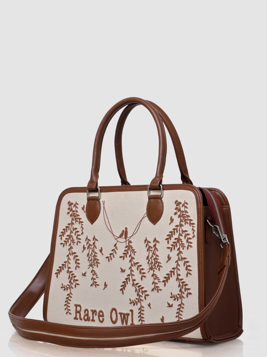 Whispering Vines Customized Embroidery Tote Bag - Rare Owl