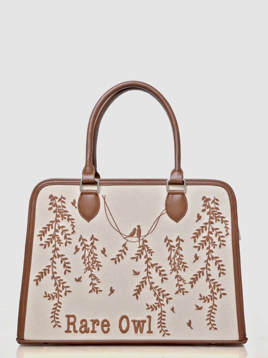 Whispering Vines Customized Embroidery Tote Bag - Rare Owl